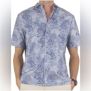 Tori Richard Good Reef! Cotton Lawn Camp Shirt Navy White Size 2XL Summer